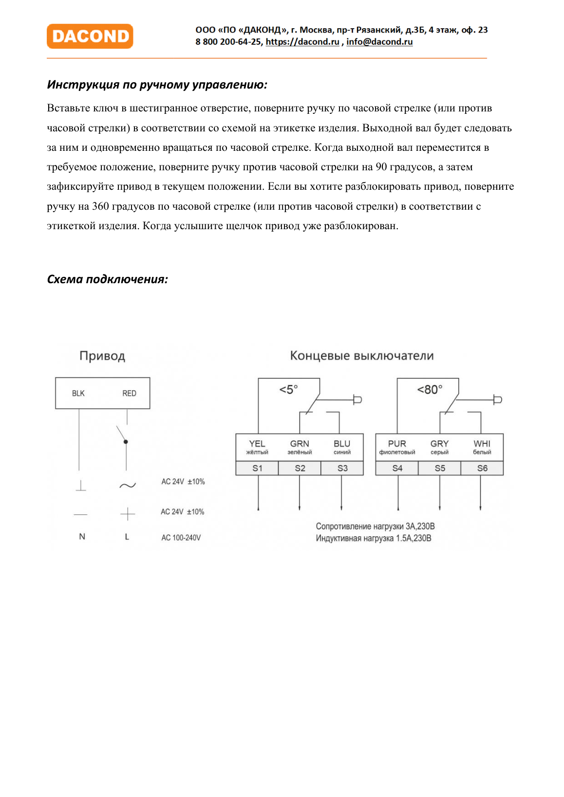 Противопожарный привод воздушной заслонки DAC-BLF24-03T